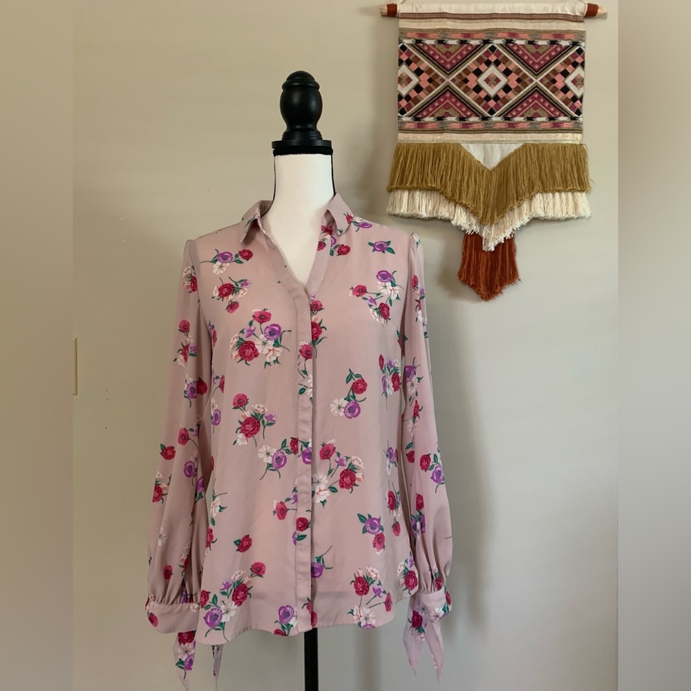 D O N A T E D Express long sleeve floral shirt size Medium EUC - Picture 1 of 4